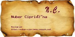 Nuber Cipriána névjegykártya